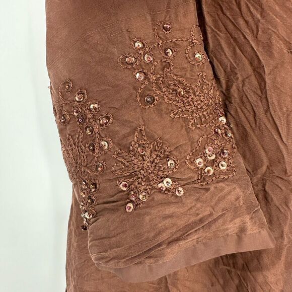 Vintage Edward Womens 100% Silk Button Up Tunic Shirt Size 12 Sequins Lagenlook - Picture 9 of 12